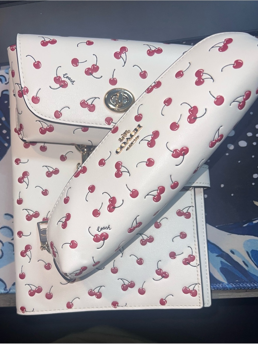 NWOT Coach White Cherry Print Bundle.